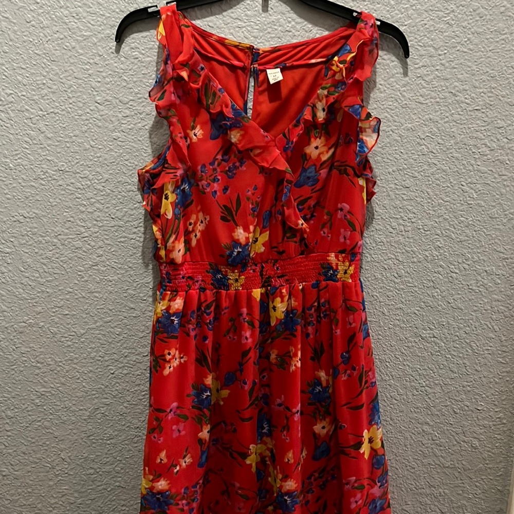 Old Navy Red Floral Ruffle Mini Dress
